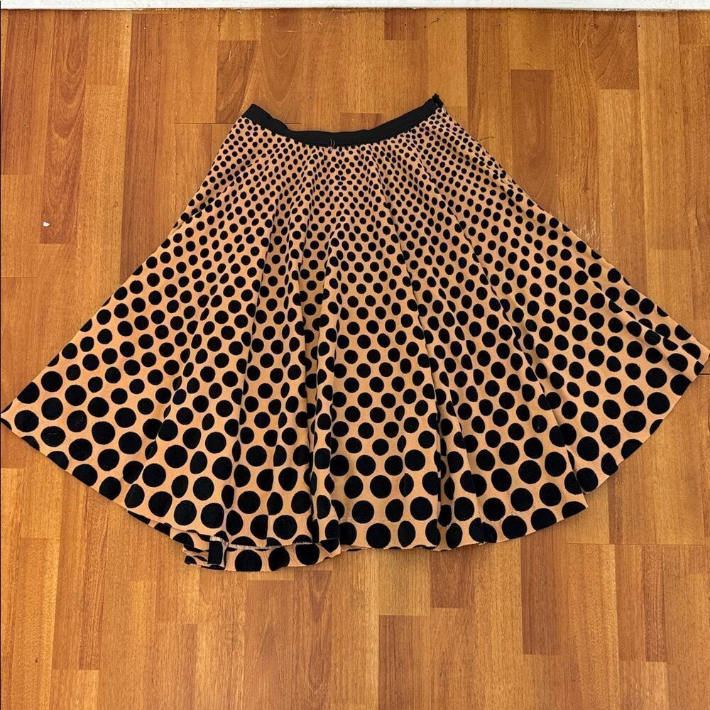 Vintage free people Y2K Polka Dot A-Line stretch Skirt - Black and Tan 6